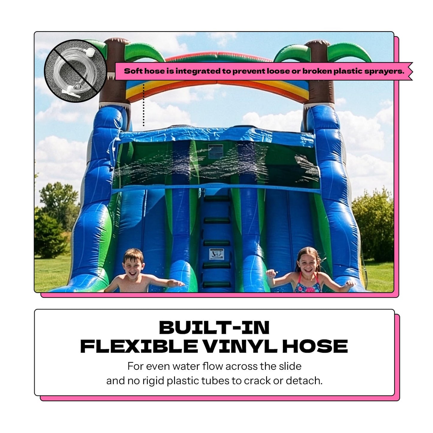 13ft Tropical Inflatable Wet Dry Dual Slide with Pool & Blower