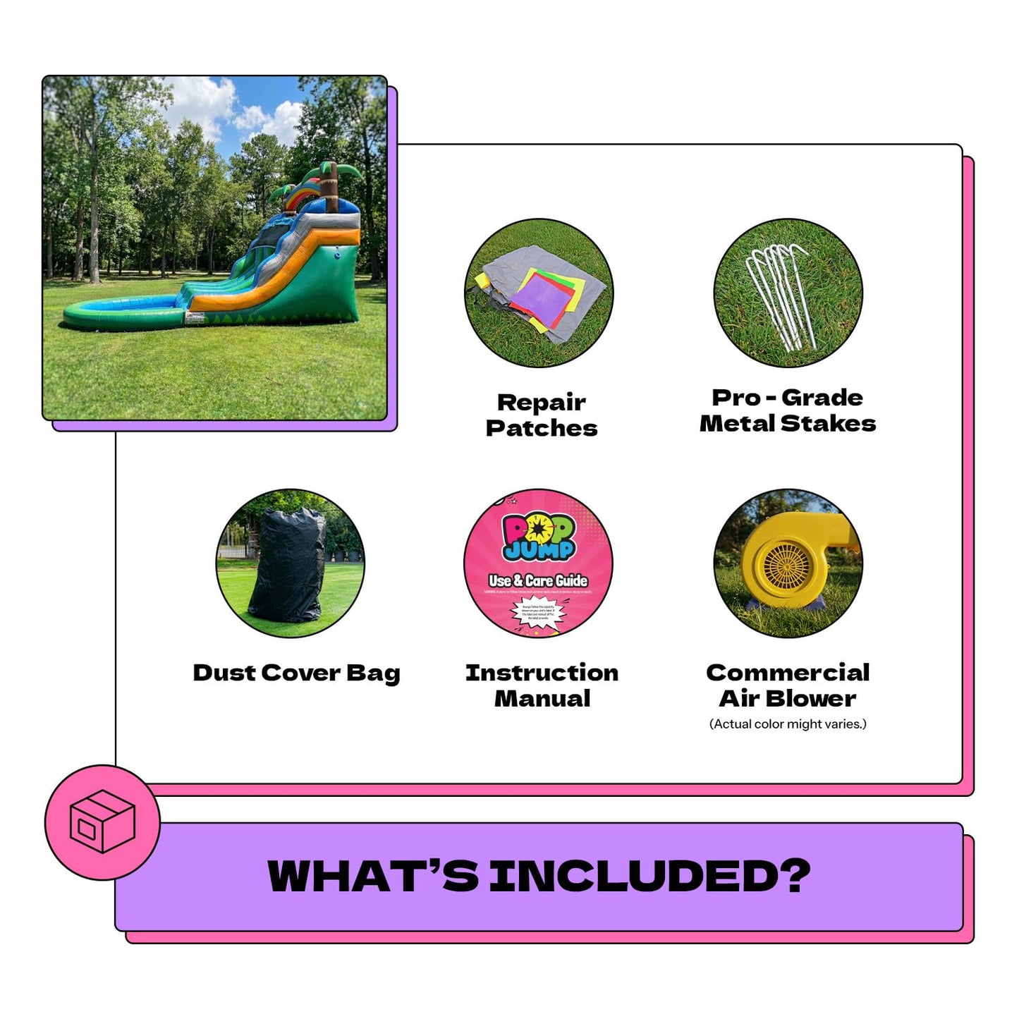 13ft Tropical Inflatable Wet Dry Dual Slide with Pool & Blower