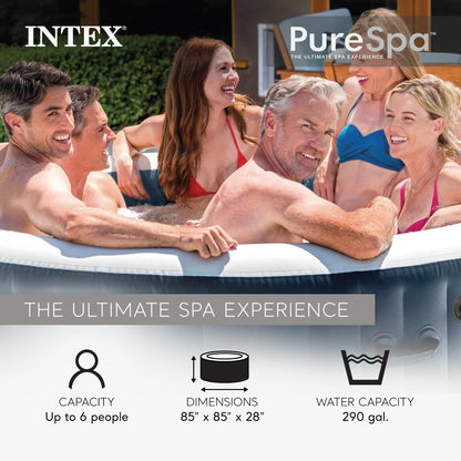 PureSpa 6 Person Inflatable Hot Tub with Energy-Efficient Spa Cover