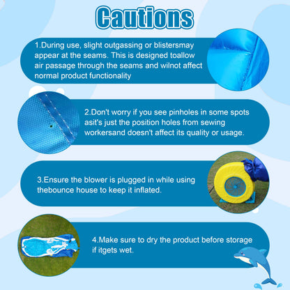 Inflatable Water Slide Commercial Grade: Water Bounce House for Adults and Teenagers - Big Pool, Premium PVC, Wet & Dry, Blower Included - for Backyard Outdoor Birthday Party, Dolphin Style